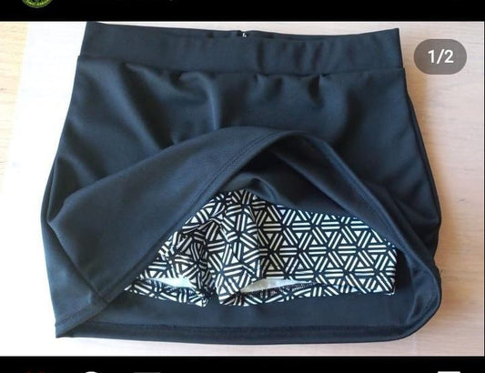 Skort Black Printed Pants